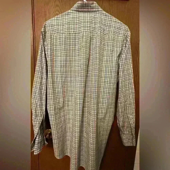 Scott Barber Button Down Shirt Mens Large - Long sleeve. Blue/Green/Orange Plaid - Picture 6 of 9